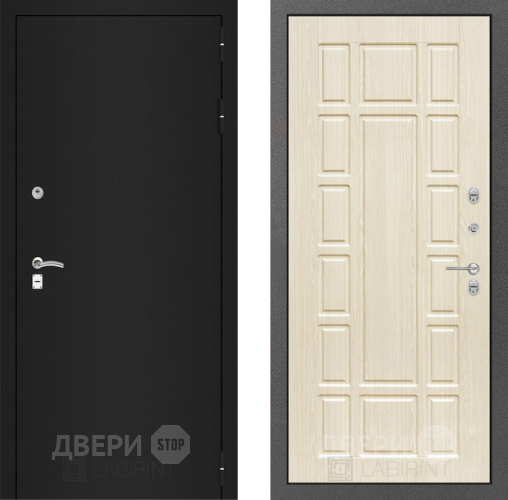 Входная металлическая Дверь Лабиринт (LABIRINT) Classic шагрень черная 12 Беленый дуб в Электрогорске
