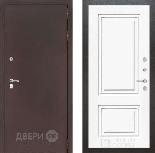 Дверь Лабиринт (LABIRINT) Classic антик медь 26 Белый (RAL-9003) в Электрогорске