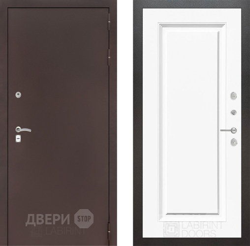 Дверь Лабиринт (LABIRINT) Classic антик медь 27 Белый (RAL-9003) в Электрогорске