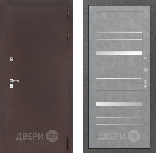 Входная металлическая Дверь Лабиринт (LABIRINT) Classic антик медь 20 Бетон светлый в Электрогорске
