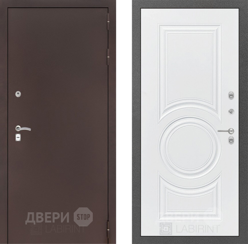 Входная металлическая Дверь Лабиринт (LABIRINT) Classic антик медь 23 Белый софт в Электрогорске