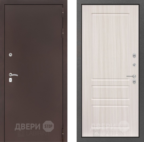 Входная металлическая Дверь Лабиринт (LABIRINT) Classic антик медь 03 Сандал белый в Электрогорске