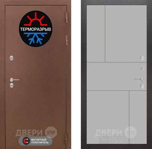 Входная металлическая Дверь Лабиринт (LABIRINT) Термо Магнит 21 Грей софт в Электрогорске