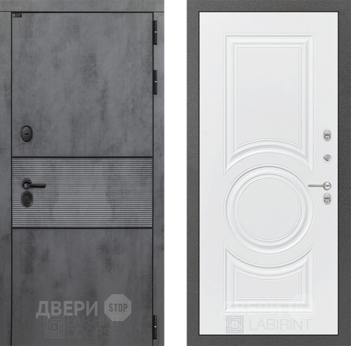 Входная металлическая Дверь Лабиринт (LABIRINT) Инфинити 23 Белый софт в Электрогорске