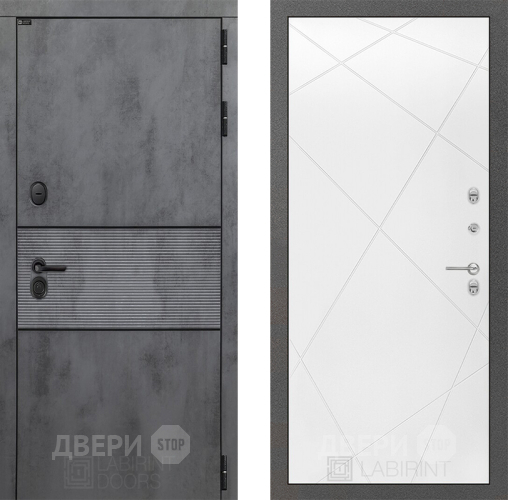 Входная металлическая Дверь Лабиринт (LABIRINT) Инфинити 24 Белый софт в Электрогорске
