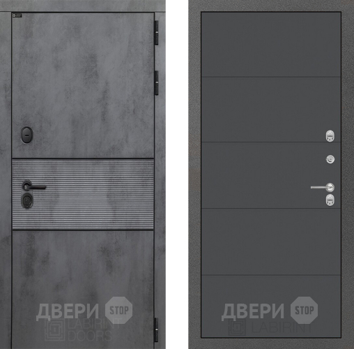 Входная металлическая Дверь Лабиринт (LABIRINT) Инфинити 13 Графит софт в Электрогорске