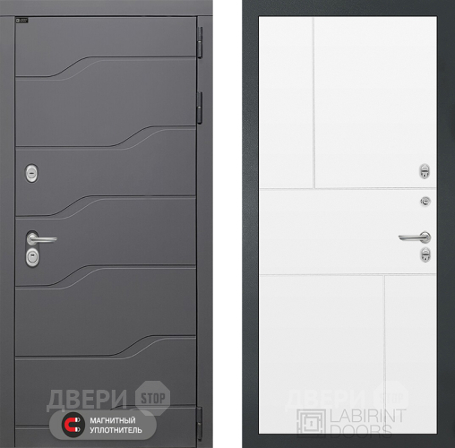 Входная металлическая Дверь Лабиринт (LABIRINT) Ривер 21 Белый софт в Электрогорске