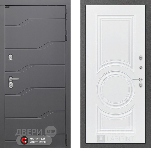 Входная металлическая Дверь Лабиринт (LABIRINT) Ривер 23 Белый софт в Электрогорске