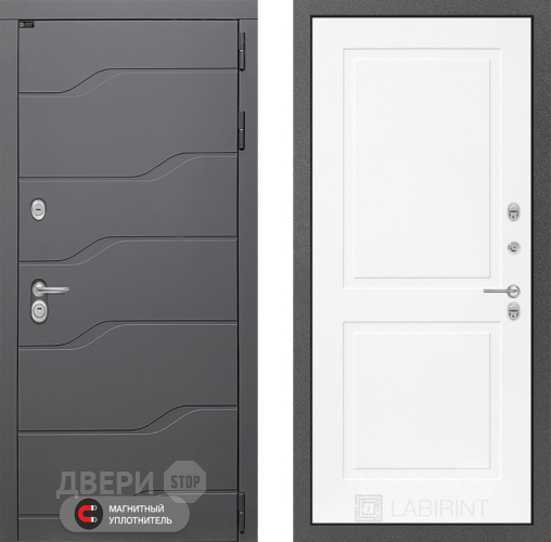 Входная металлическая Дверь Лабиринт (LABIRINT) Ривер 11 Белый софт в Электрогорске
