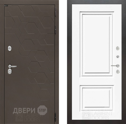 Входная металлическая Дверь Лабиринт (LABIRINT) Смоки 26 Белый (RAL-9003) в Электрогорске