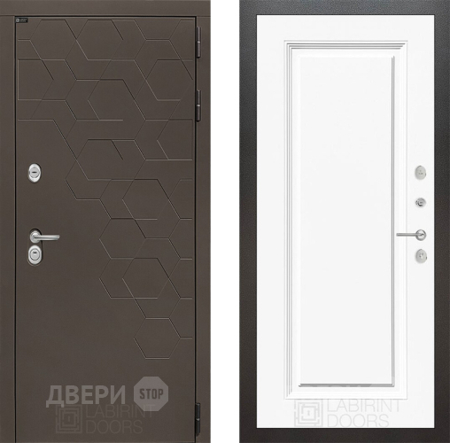 Входная металлическая Дверь Лабиринт (LABIRINT) Смоки 27 Белый (RAL-9003) в Электрогорске