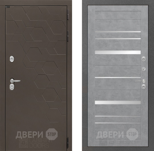 Входная металлическая Дверь Лабиринт (LABIRINT) Смоки 20 Бетон светлый в Электрогорске