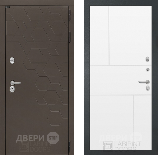 Входная металлическая Дверь Лабиринт (LABIRINT) Смоки 21 Белый софт в Электрогорске