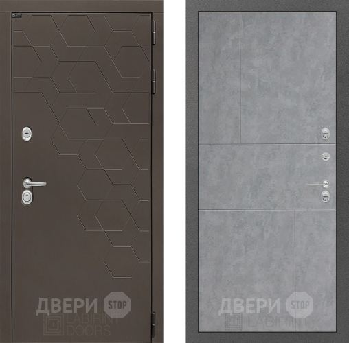 Входная металлическая Дверь Лабиринт (LABIRINT) Смоки 21 Бетон светлый в Электрогорске
