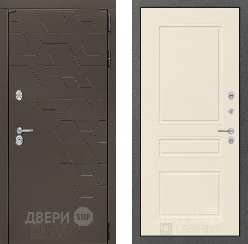 Входная металлическая Дверь Лабиринт (LABIRINT) Смоки 03 Крем софт в Электрогорске