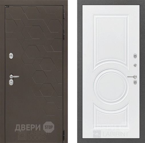 Входная металлическая Дверь Лабиринт (LABIRINT) Смоки 23 Белый софт в Электрогорске