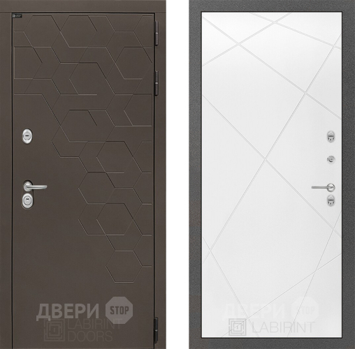 Входная металлическая Дверь Лабиринт (LABIRINT) Смоки 24 Белый софт в Электрогорске