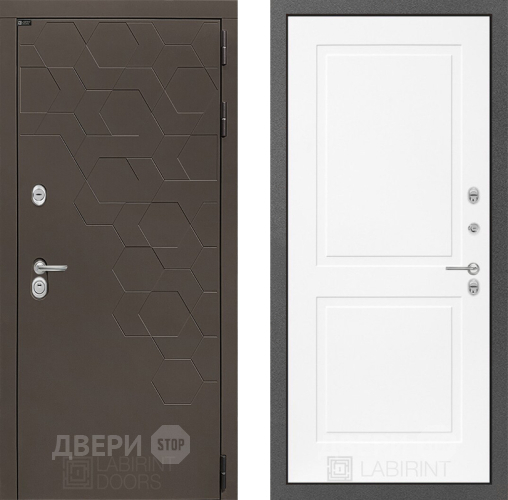 Входная металлическая Дверь Лабиринт (LABIRINT) Смоки 11 Белый софт в Электрогорске