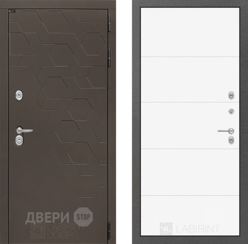 Входная металлическая Дверь Лабиринт (LABIRINT) Смоки 13 Белый софт в Электрогорске