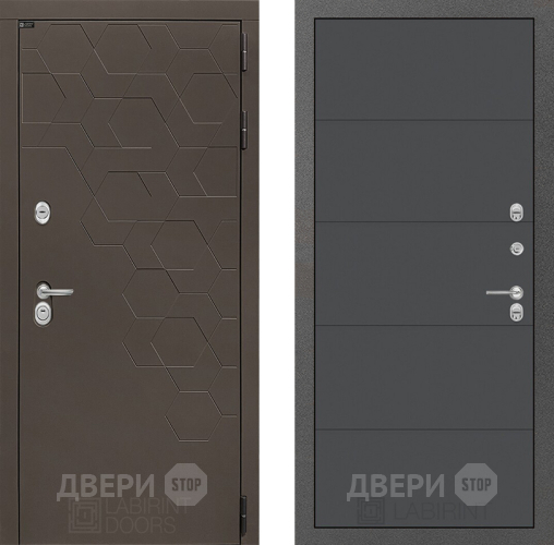 Входная металлическая Дверь Лабиринт (LABIRINT) Смоки 13 Графит софт в Электрогорске