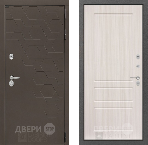 Входная металлическая Дверь Лабиринт (LABIRINT) Смоки 03 Сандал белый в Электрогорске