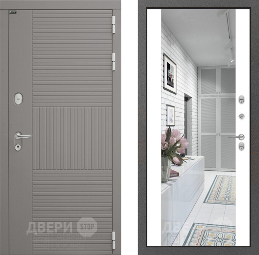 Входная металлическая Дверь Лабиринт (LABIRINT) Формо Зеркало Максимум Белый софт в Электрогорске