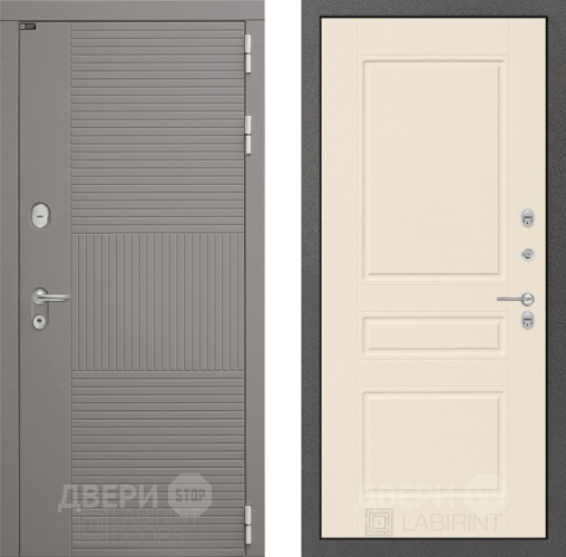 Входная металлическая Дверь Лабиринт (LABIRINT) Формо 03 Крем софт в Электрогорске