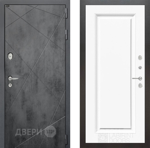Входная металлическая Дверь Лабиринт (LABIRINT) Лофт 27 Белый (RAL-9003) в Электрогорске