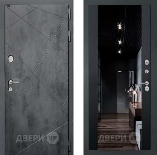 Входная металлическая Дверь Лабиринт (LABIRINT) Лофт Зеркало Максимум с тонировкой Черный кварц в Электрогорске