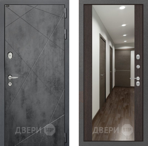 Входная металлическая Дверь Лабиринт (LABIRINT) Лофт Зеркало Максимум Венге в Электрогорске