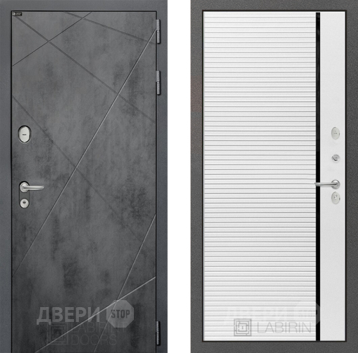 Входная металлическая Дверь Лабиринт (LABIRINT) Лофт 22 Белый софт в Электрогорске