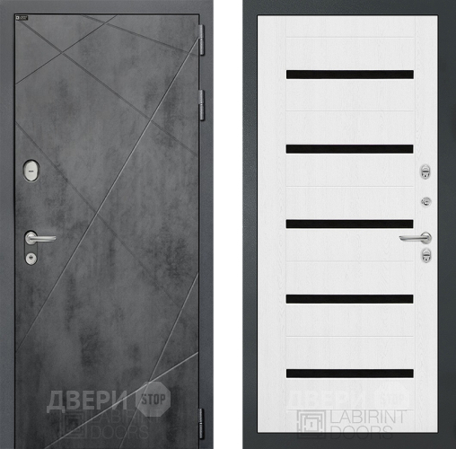 Входная металлическая Дверь Лабиринт (LABIRINT) Лофт 01 Белое дерево в Электрогорске