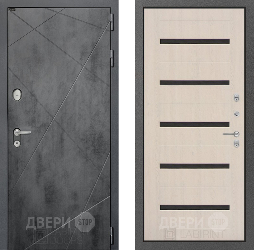 Входная металлическая Дверь Лабиринт (LABIRINT) Лофт 01 Беленый дуб в Электрогорске