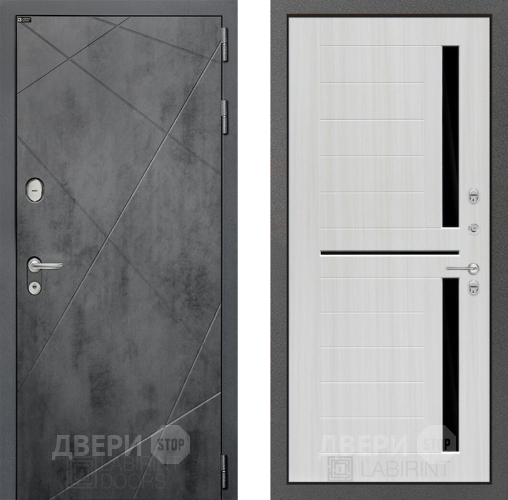 Входная металлическая Дверь Лабиринт (LABIRINT) Лофт 02 Сандал белый в Электрогорске
