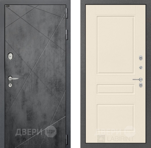 Входная металлическая Дверь Лабиринт (LABIRINT) Лофт 03 Крем софт в Электрогорске