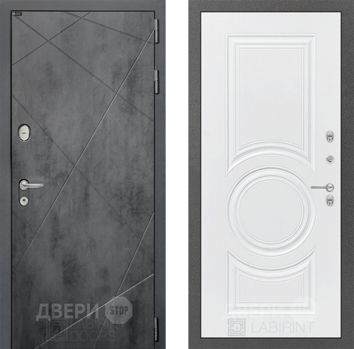 Входная металлическая Дверь Лабиринт (LABIRINT) Лофт 23 Белый софт в Электрогорске