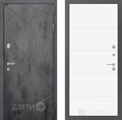 Входная металлическая Дверь Лабиринт (LABIRINT) Лофт 13 Белый софт в Электрогорске