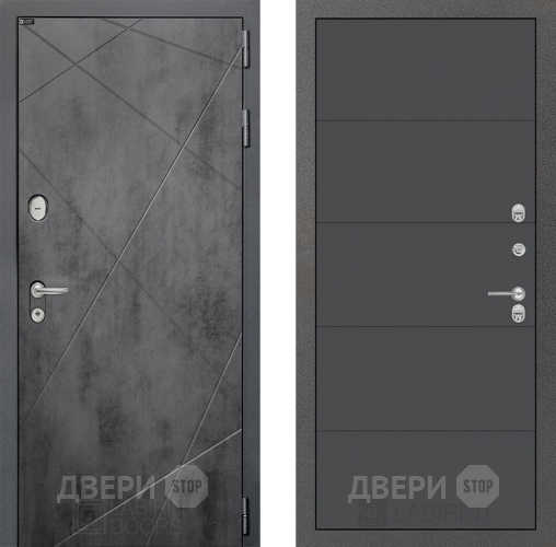 Входная металлическая Дверь Лабиринт (LABIRINT) Лофт 13 Графит софт в Электрогорске
