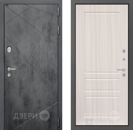 Входная металлическая Дверь Лабиринт (LABIRINT) Лофт 03 Сандал белый в Электрогорске
