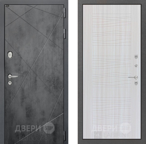 Входная металлическая Дверь Лабиринт (LABIRINT) Лофт 06 Сандал белый в Электрогорске
