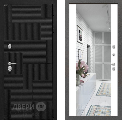 Входная металлическая Дверь Лабиринт (LABIRINT) Pazl Зеркало Максимум Белый софт в Электрогорске