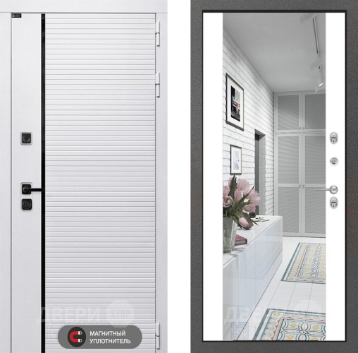 Дверь Лабиринт (LABIRINT) Royal Зеркало Максимум Белый софт в Электрогорске