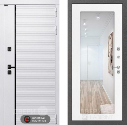 Дверь Лабиринт (LABIRINT) Royal Зеркало 18 Белое дерево в Электрогорске