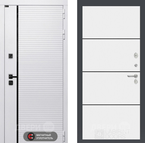 Входная металлическая Дверь Лабиринт (LABIRINT) Royal 25 Белый софт в Электрогорске
