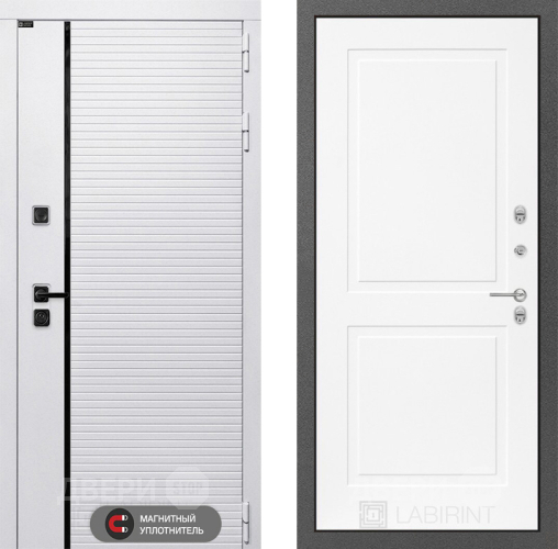 Входная металлическая Дверь Лабиринт (LABIRINT) Royal 11 Белый софт в Электрогорске
