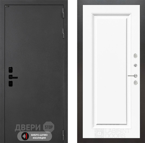 Входная металлическая Дверь Лабиринт (LABIRINT) Acustic 27 Белый (RAL-9003) в Электрогорске