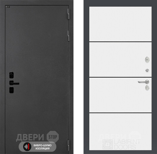 Входная металлическая Дверь Лабиринт (LABIRINT) Acustic 25 Белый софт в Электрогорске