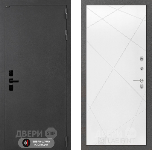 Входная металлическая Дверь Лабиринт (LABIRINT) Acustic 24 Белый софт в Электрогорске