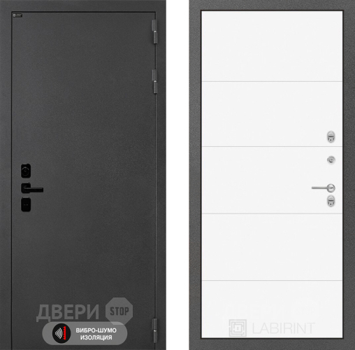 Входная металлическая Дверь Лабиринт (LABIRINT) Acustic 13 Белый софт в Электрогорске