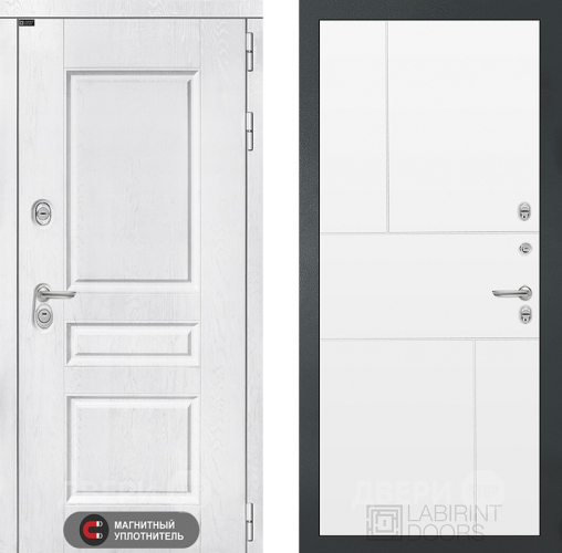 Входная металлическая Дверь Лабиринт (LABIRINT) Versal 21 Белый софт в Электрогорске